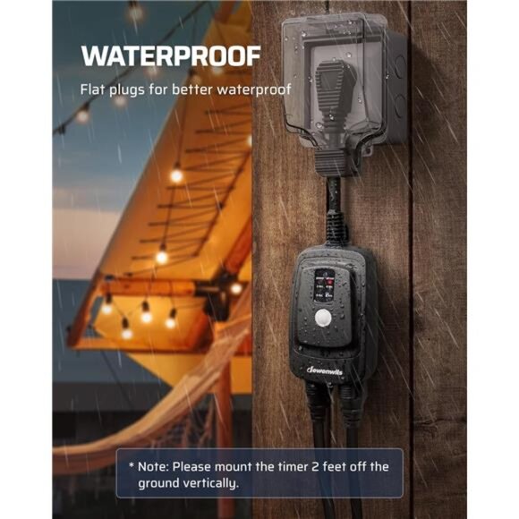 Light Sensor Timer Waterproof, Plug in Timer Switch, 100 ft Range Remote Control - Picture 4 of 7